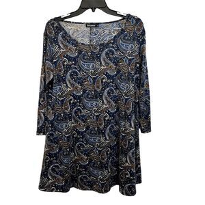 Veranee Women's Paisley 3/4 Sleeve Tunic Top Multicolor L